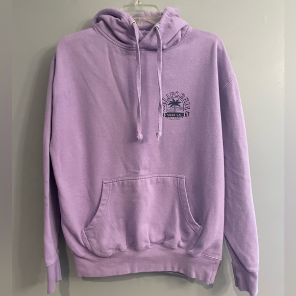 Purple California Surf Hoodie with California Santa Monica Logo Beach Sweatshirt - Picture 1 of 5